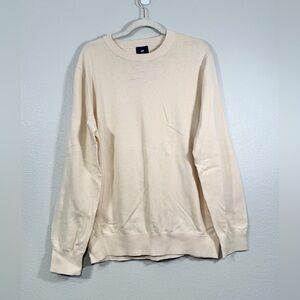 NWT H&M Crewneck Sweater Beige White Long Sleeve Soft Cotton Slim Fit Men XL